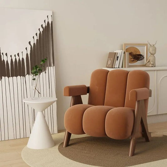 Bubble Cushion Armchair (Terracotta Velvet)