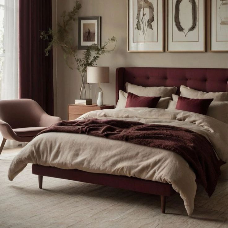 Royal Maroon Velvet Bed