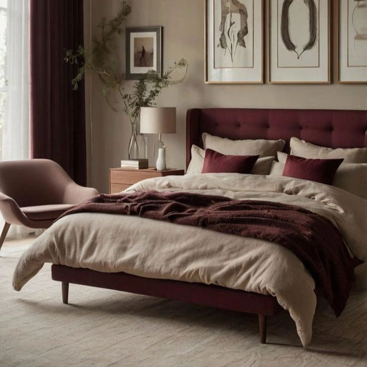 Royal Maroon Velvet Bed